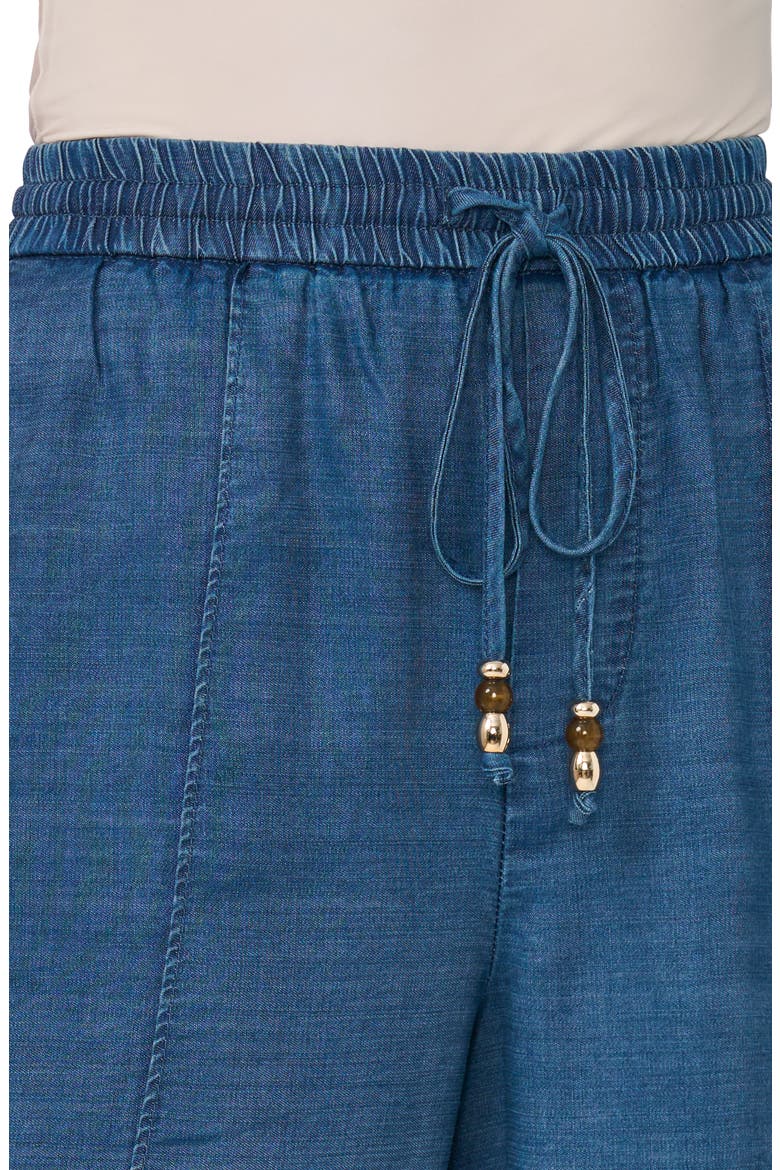 Pintuck Chambray Wide Leg Crop Pants, Alternate, color, MEDIUM INDIGO