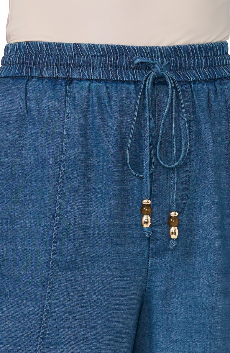 CeCe Pintuck Chambray Wide Leg Crop Pants, Alternate, color, Medium Indigo