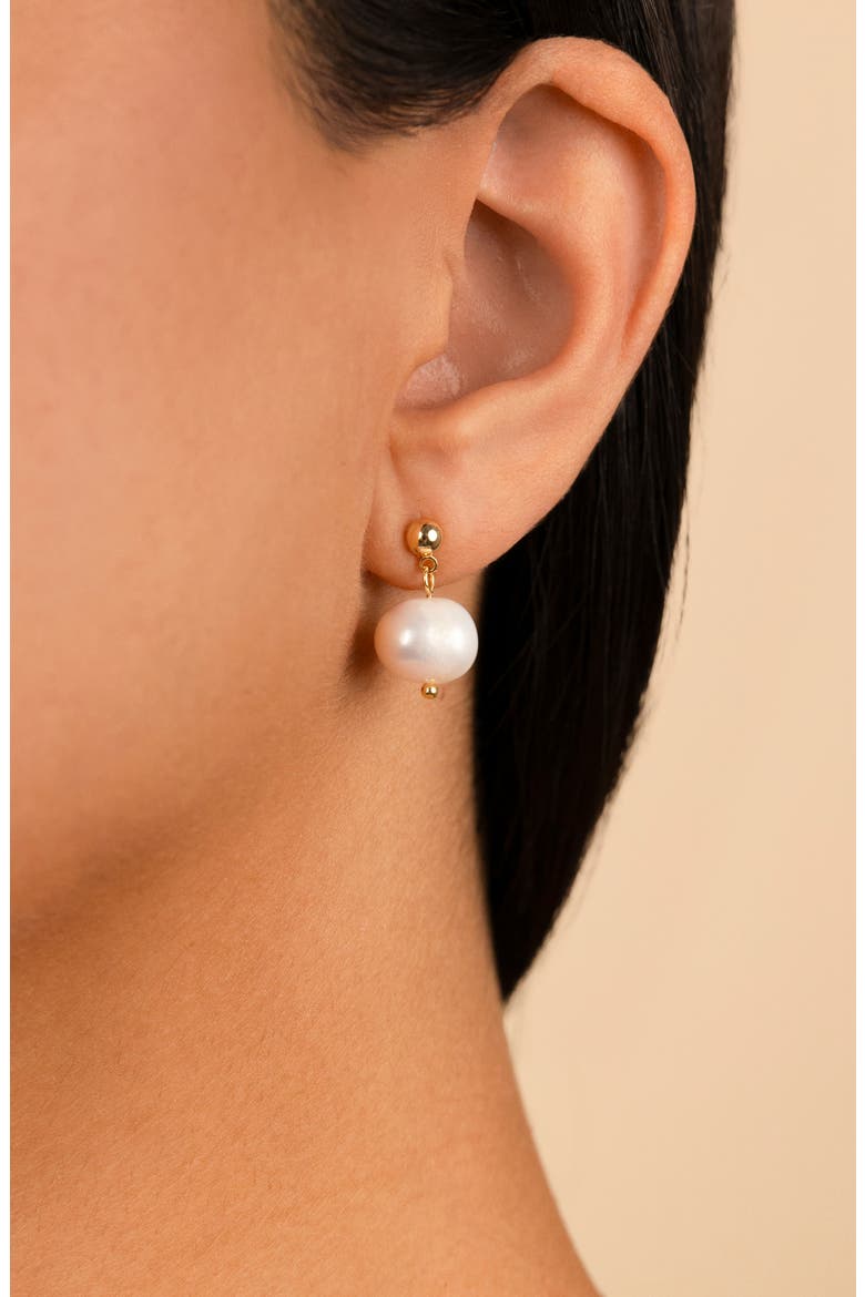 Natural Pearl Drop Stud Earrings, Alternate, color, GOLD