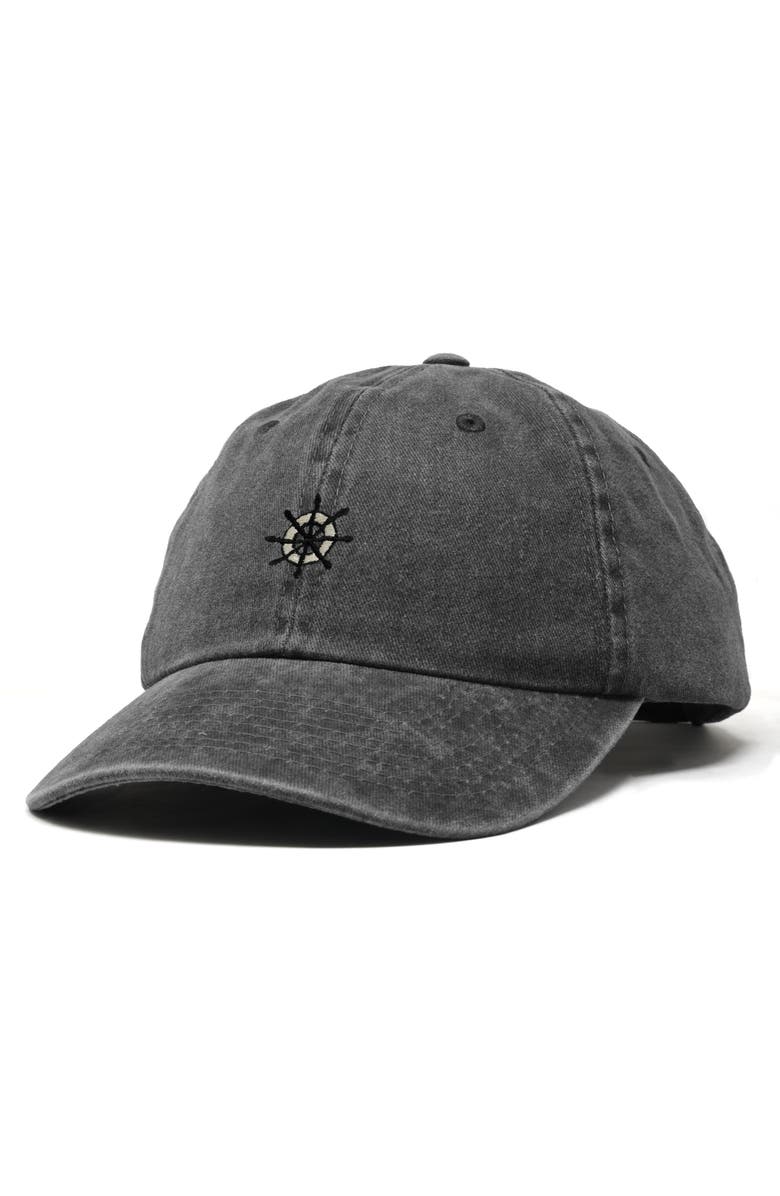 Dalix Ship Wheel Dad Hat, Alternate, color, Washed Black