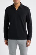 Johnston & Murphy Sedona Textured Long Sleeve Johnny Collar Polo