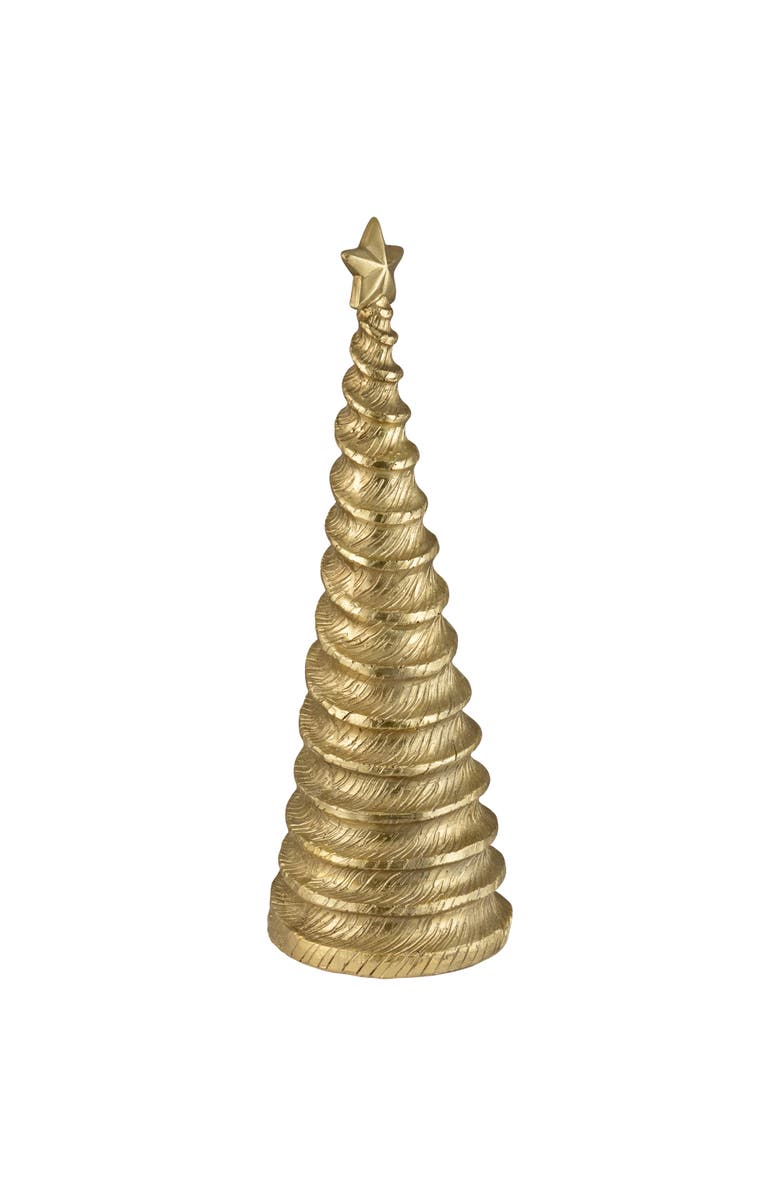 Northlight Metallic Swirling Spirals Tabletop Tree with Star Christmas Decoration - 13.5" - Gold, Alternate, color, Gold