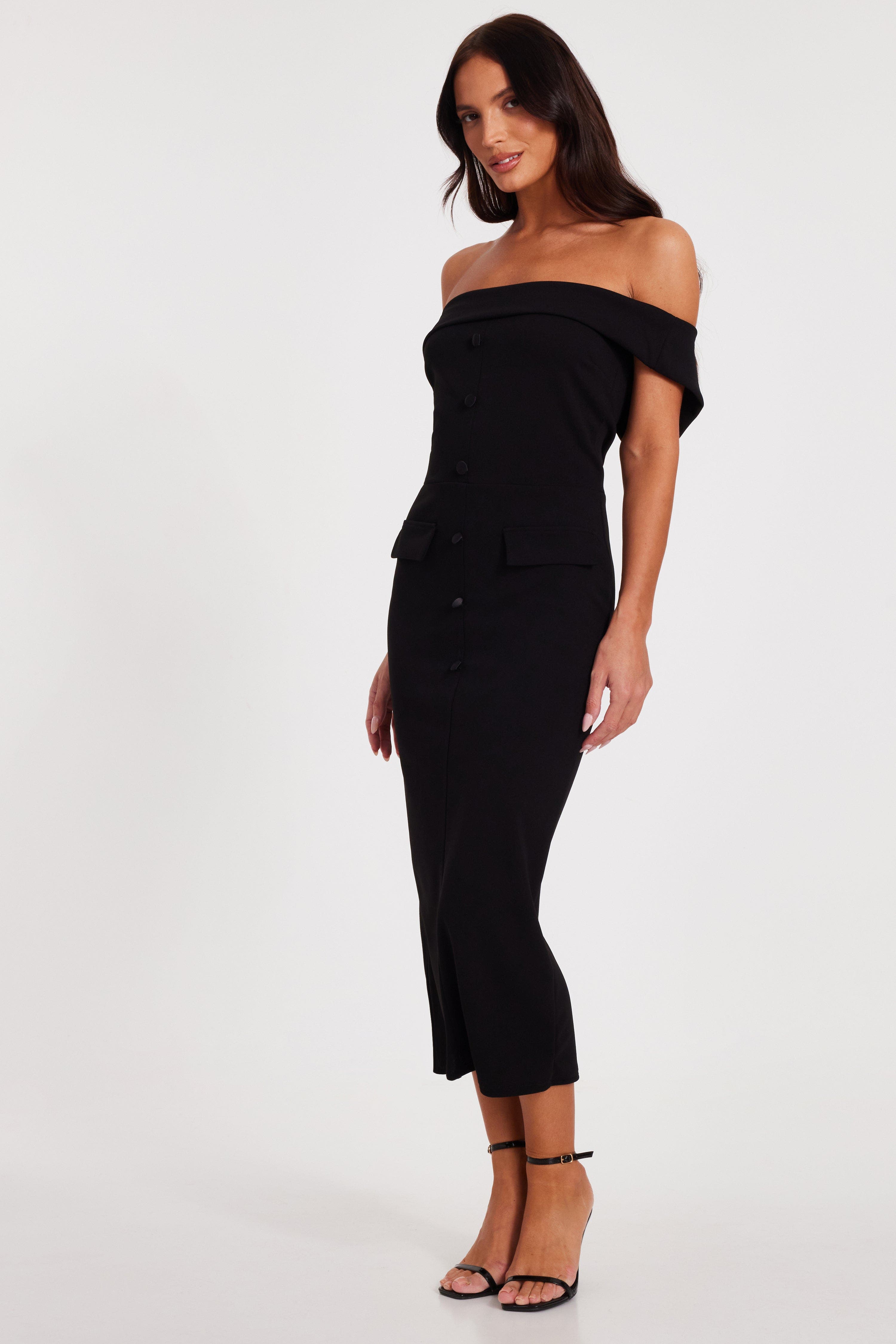QUIZ Scuba Crepe Bardot Maxi Dress (Women) | Nordstrom