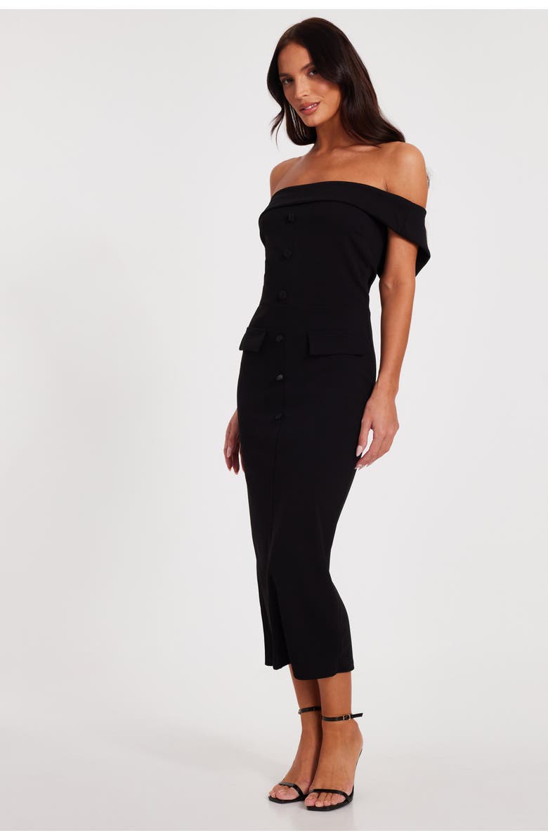 QUIZ Scuba Crepe Bardot Maxi Dress, Alternate, color, Black