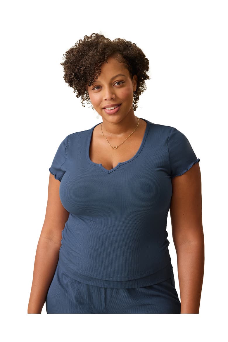 Ribbed Modal Notched Nursing T-Shirt, Main, color, Light Navy