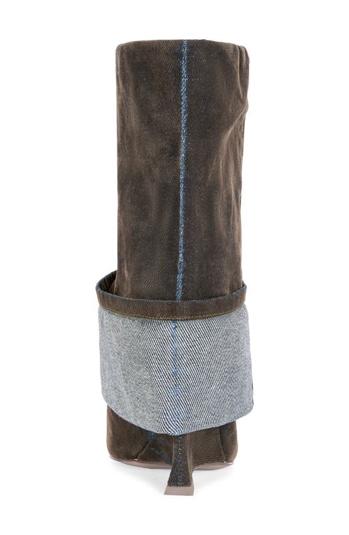Azalea Wang Tin Cuffed Shaft Open Toe Boot In Brown