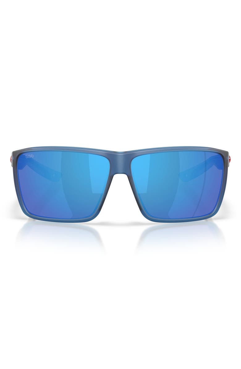 Costa Del Mar Rincon II 64mm Mirrored Polarized Oversize Rectangular Sunglasses, Main, color,
