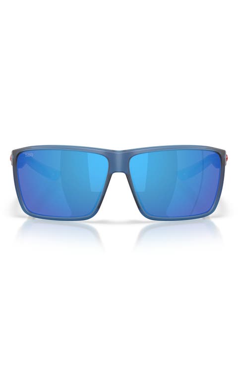 Rincon II 64mm Mirrored Polarized Oversize Rectangular Sunglasses