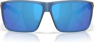 Costa Del Mar Rincon II 64mm Mirrored Polarized Oversize Rectangular Sunglasses