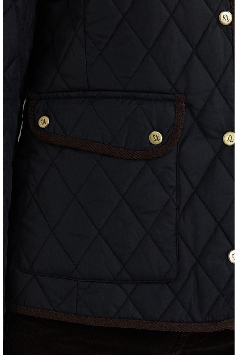 Quilted Faux Shearling Collar Jacket, Alternate, color, DARK NAVY/ DARK NAVY