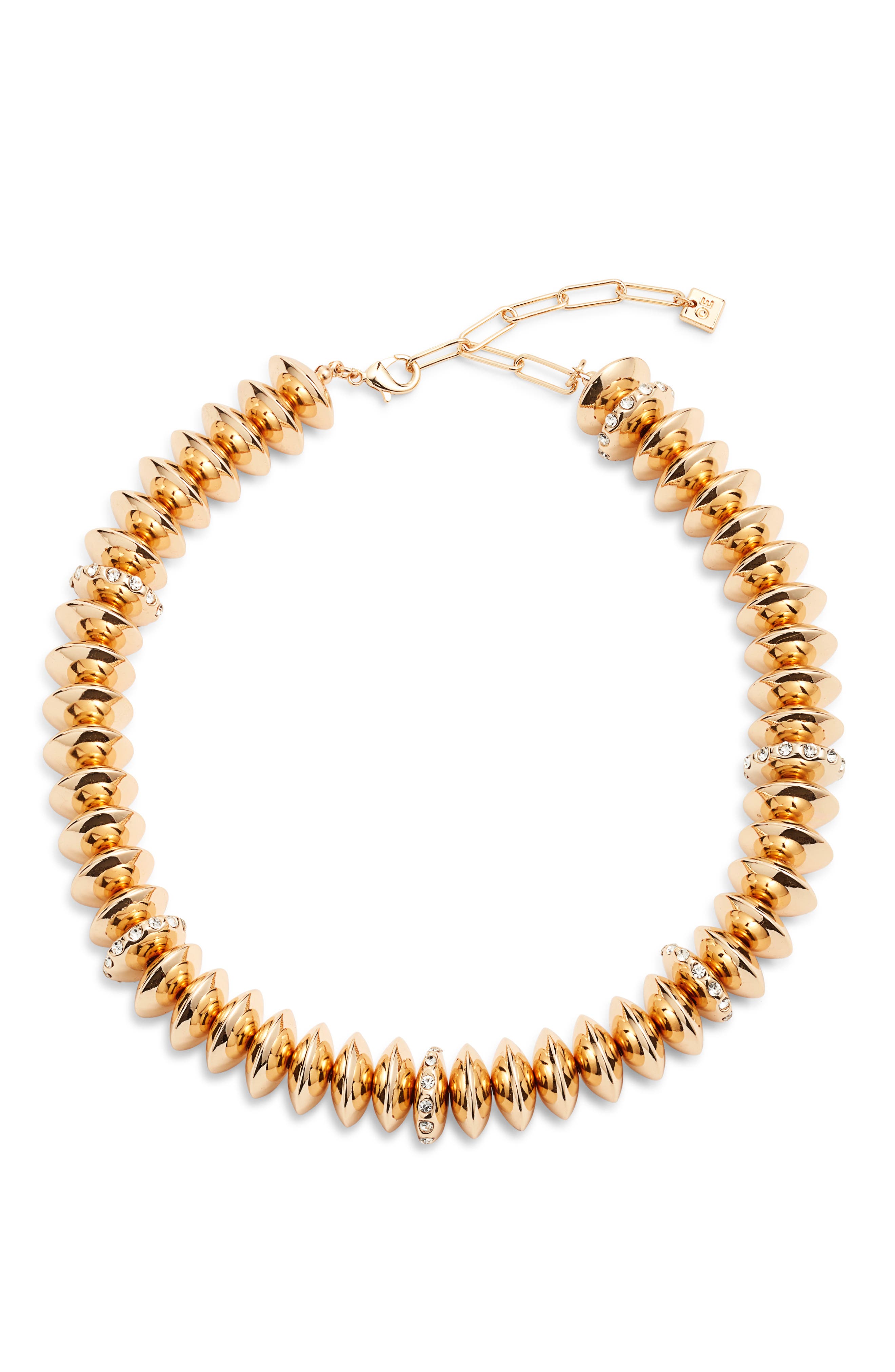 Open Edit Metallic Bead Collar Necklace