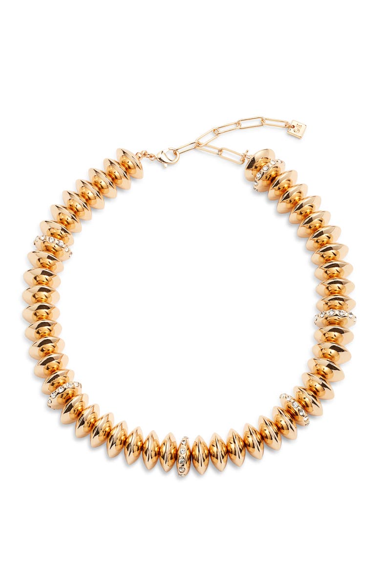 Metallic Bead Collar Necklace, Main, color, CLEAR- GOLD