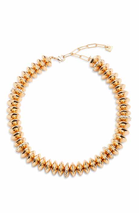 Open Edit Metallic Bead Collar Necklace