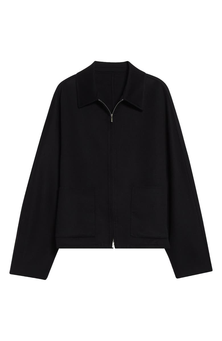 FERRAGAMO Crop Wool & Cashmere Bomber Jacket, Main, color, Nero