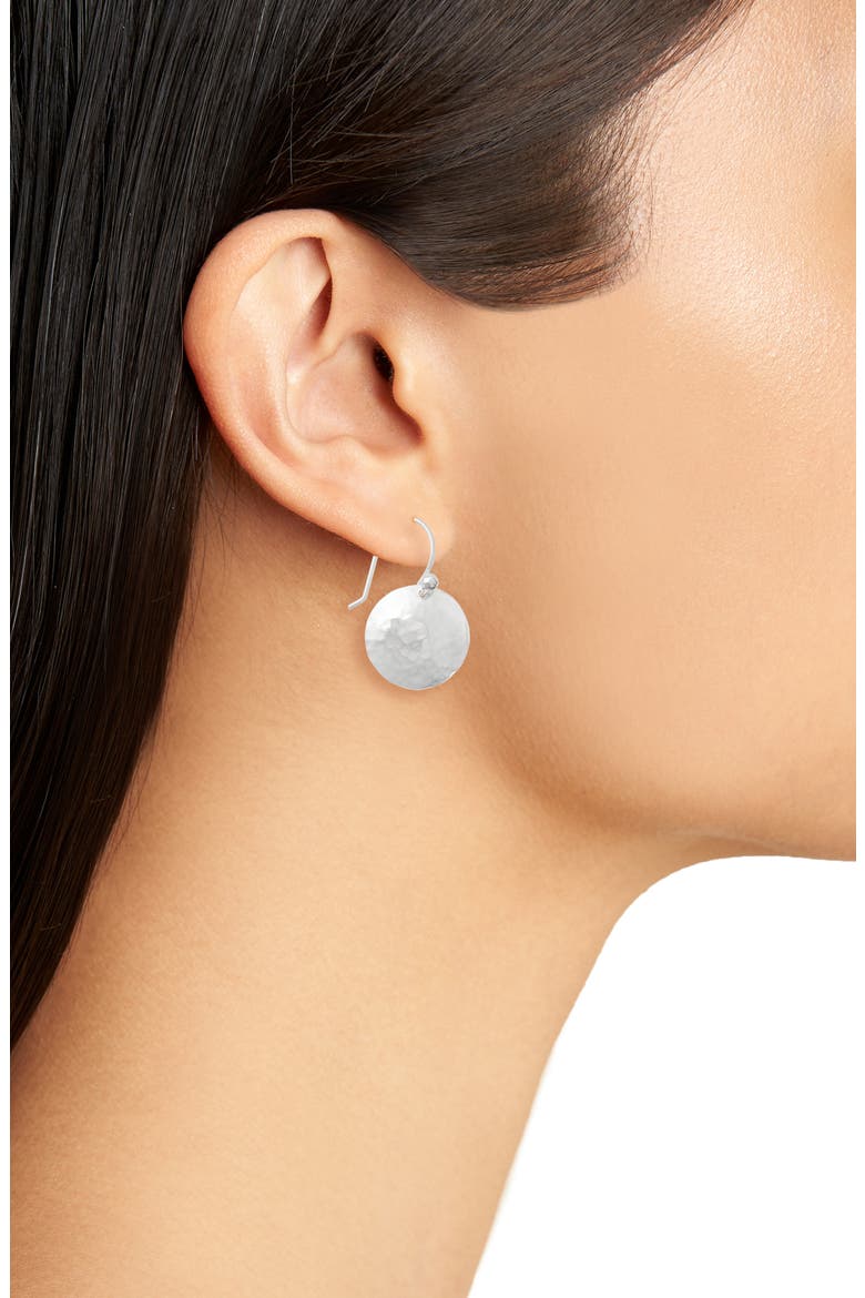 Diamond & Hammered Dome Earrings, Alternate, color, STERLING SILVER