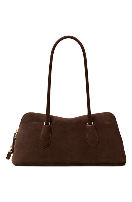 Tory Burch Lock Suede East-West Satchel in Dark Cocoa at Nordstrom