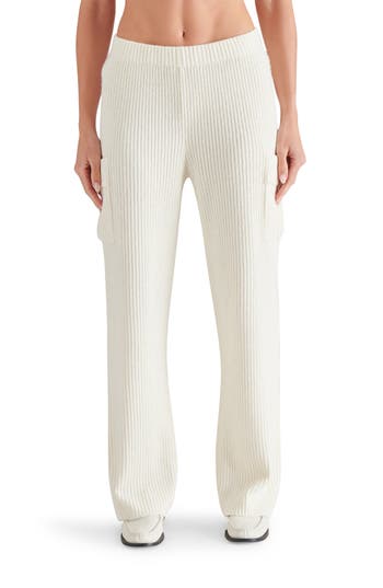 Steve Madden Willa Wide Leg Rib Cargo Pants In Gray