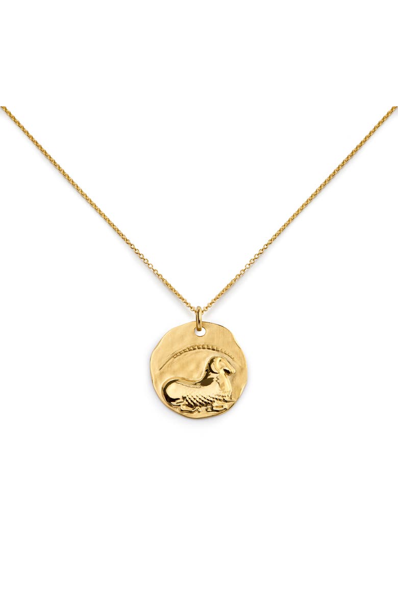Monica Vinader Zodiac Charm Pendant Necklace, Main, color, 18K Gold Aries