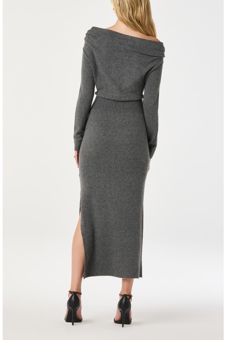 One-Shoulder Long Sleeve Sweater Dress, Alternate, color, CHARCOAL