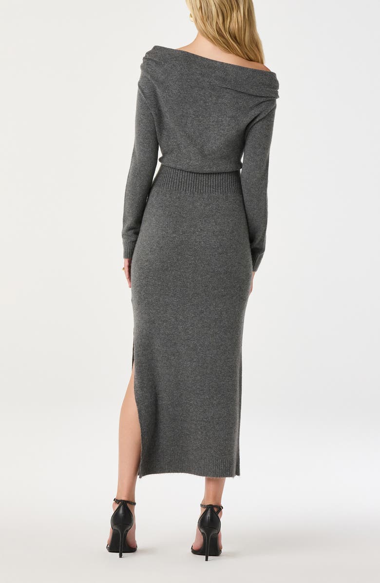 ASTR the Label One-Shoulder Long Sleeve Sweater Dress, Alternate, color, Charcoal