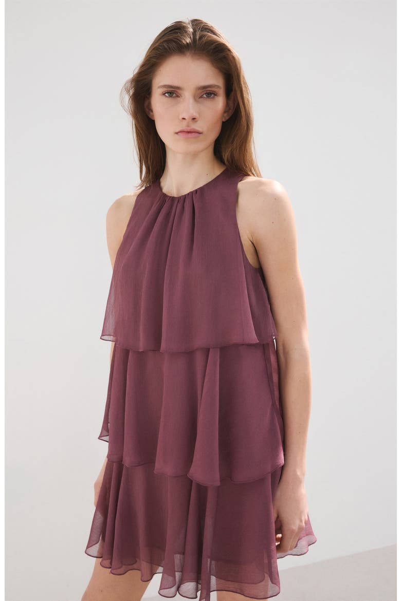 Cake Ruffle Minidress, Alternate, color, BURGUNDY