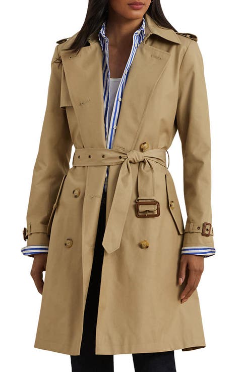 Belted Water Resistant Double Breasted Trench Coat