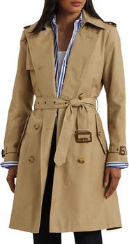 Lauren Ralph Lauren Belted Water Resistant Double Breasted Trench Coat