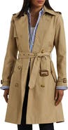 Lauren Ralph Lauren Belted Water Resistant Double Breasted Trench Coat