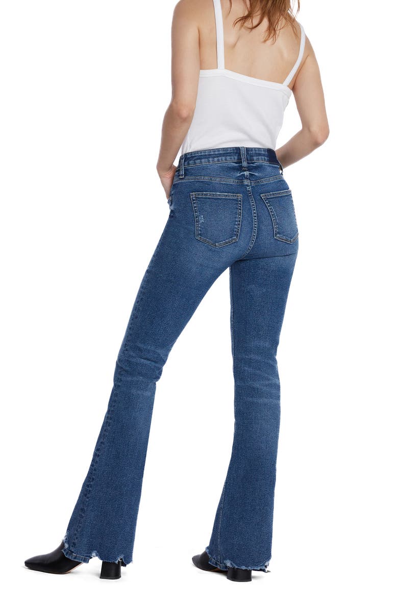 Distressed High Waist Flare Jeans, Alternate, color, RESORT BLUE