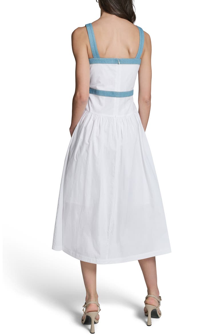 Sleeveless Poplin Midi Dress, Alternate, color, WHITE