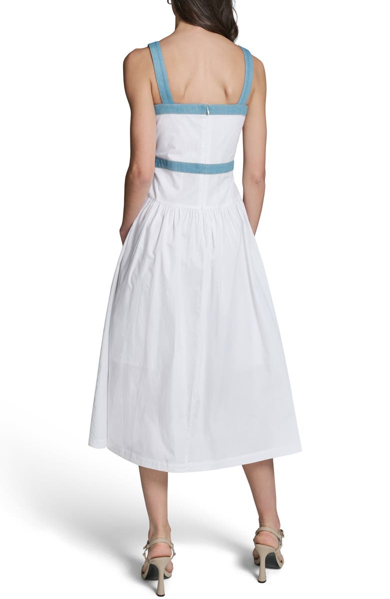 KARL LAGERFELD PARIS Sleeveless Poplin Midi Dress, Alternate, color, White