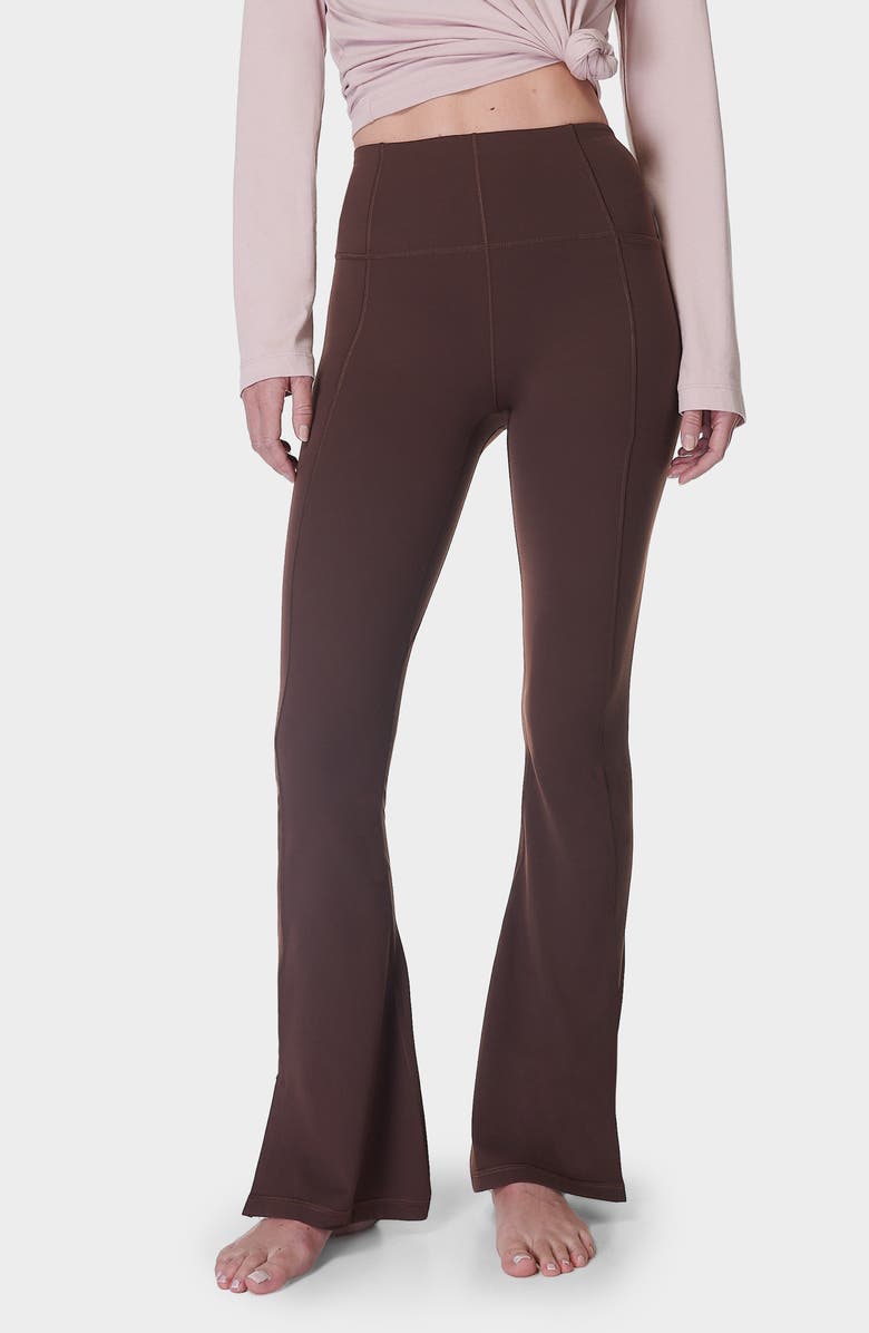 Sweaty Betty Super Soft Flare Leggings, Main, color, Cacao Brow