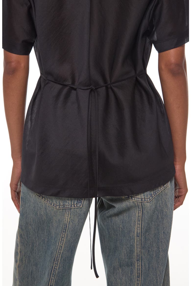 Sheer Tie Waist T-Shirt, Alternate, color, BLACK