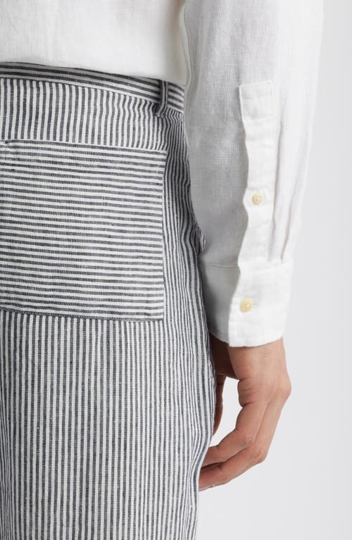 Alex Crane Cham Linen Straight Leg Pants In Lines