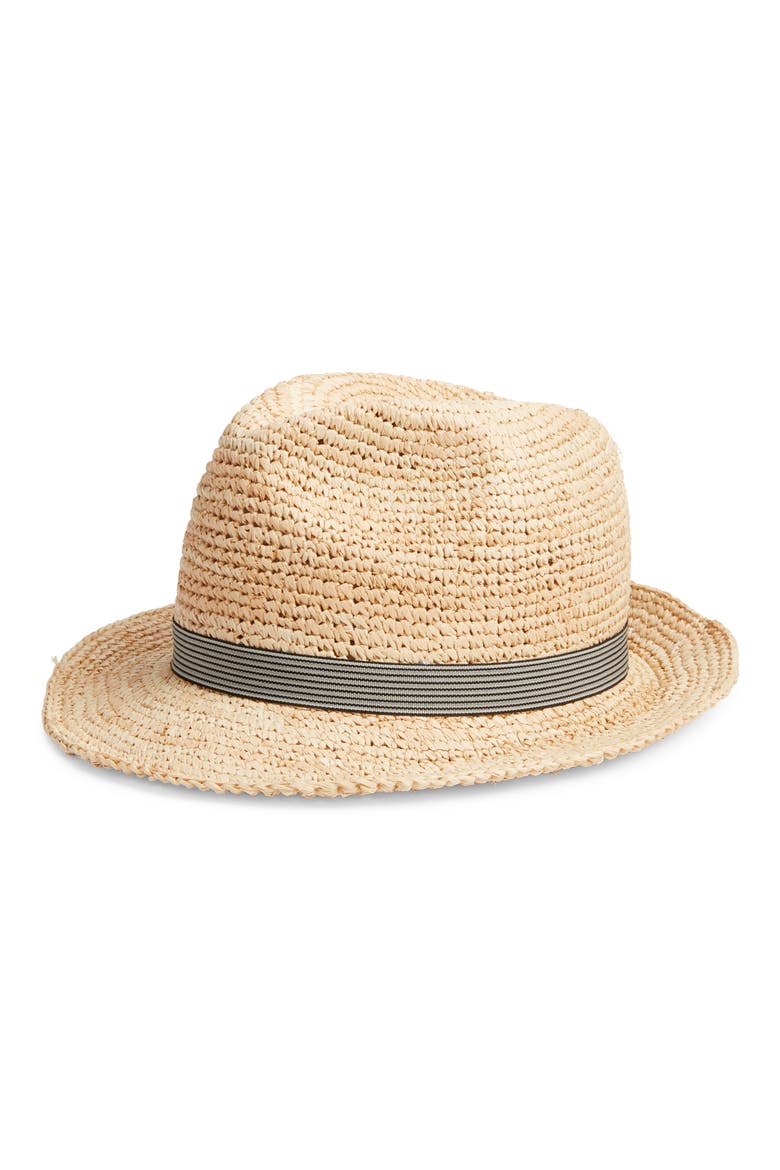 Crochet Raffia Trilby Hat, Main, color, NATURAL