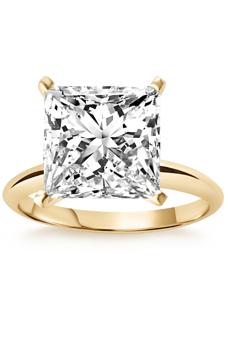 3Ct Certified Princess Cut Solitaire Diamond Engagement Ring 14k Gold Lab Grown, Main, color, 14k Yellow Gold
