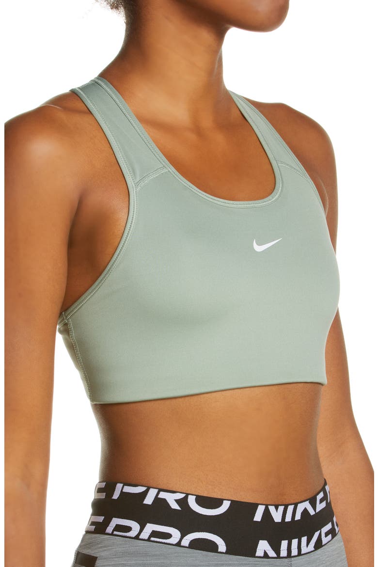 Swoosh Dri-FIT Racerback Sports Bra, Alternate, color, JADE SMOKE/ WHITE