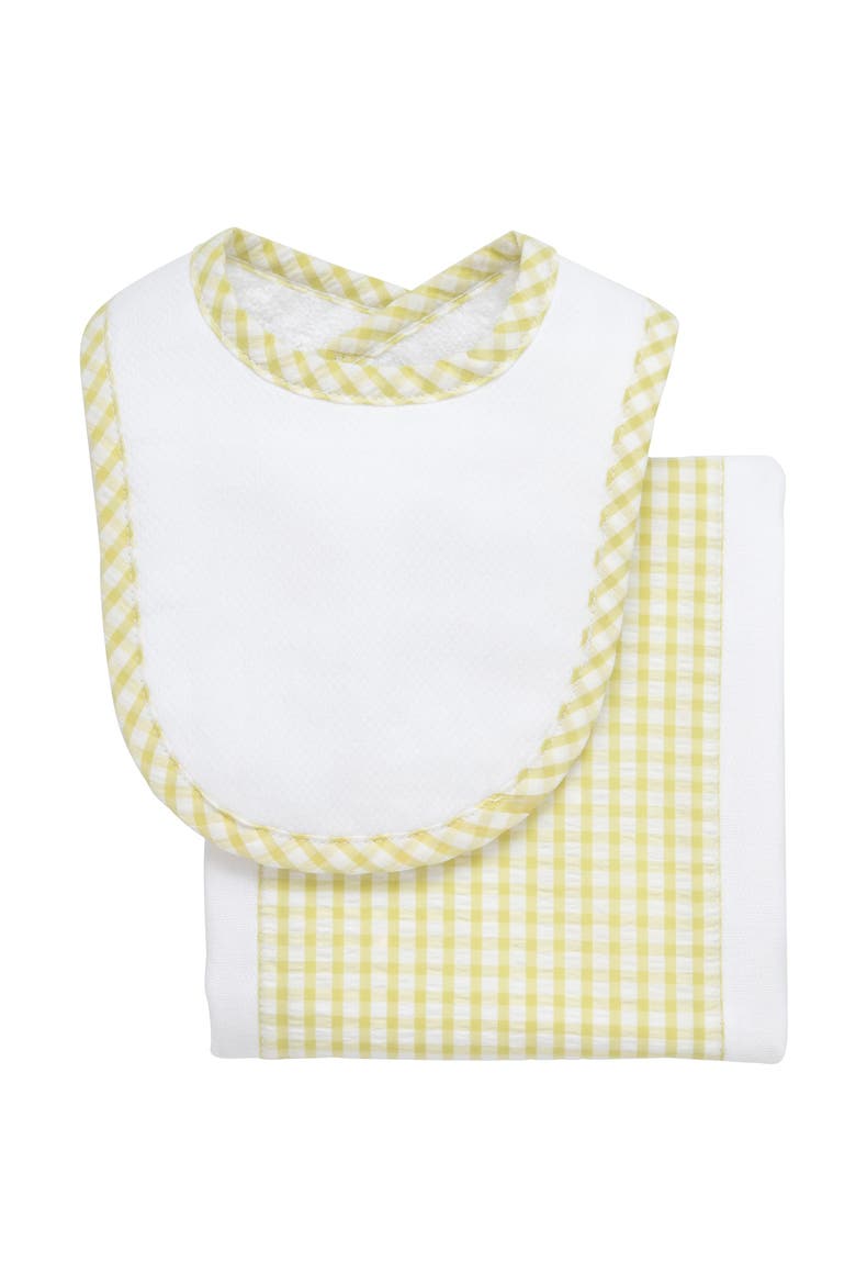 Big Check Drooler Bib & Burp Set, Main, color, Green