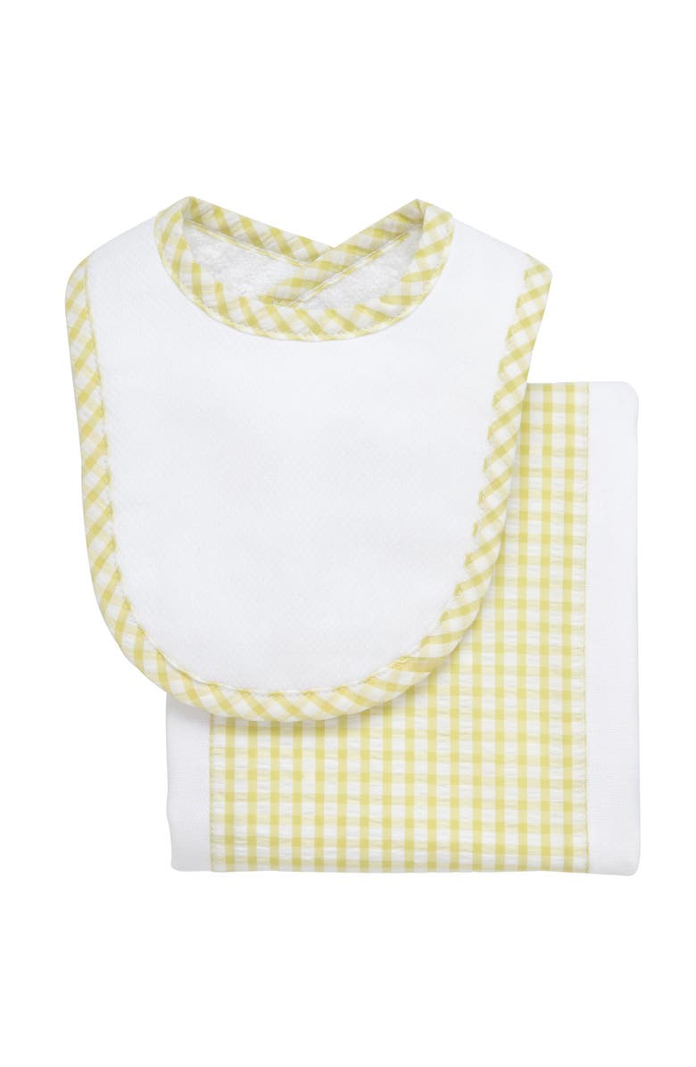 3 Marthas Big Check Drooler Bib & Burp Set, Main, color, Green