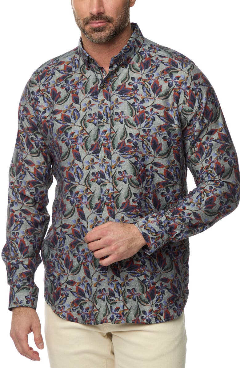 Robert Graham Ziton Tailored Fit Floral Cotton Button-Up Shirt, Main, color, Multi