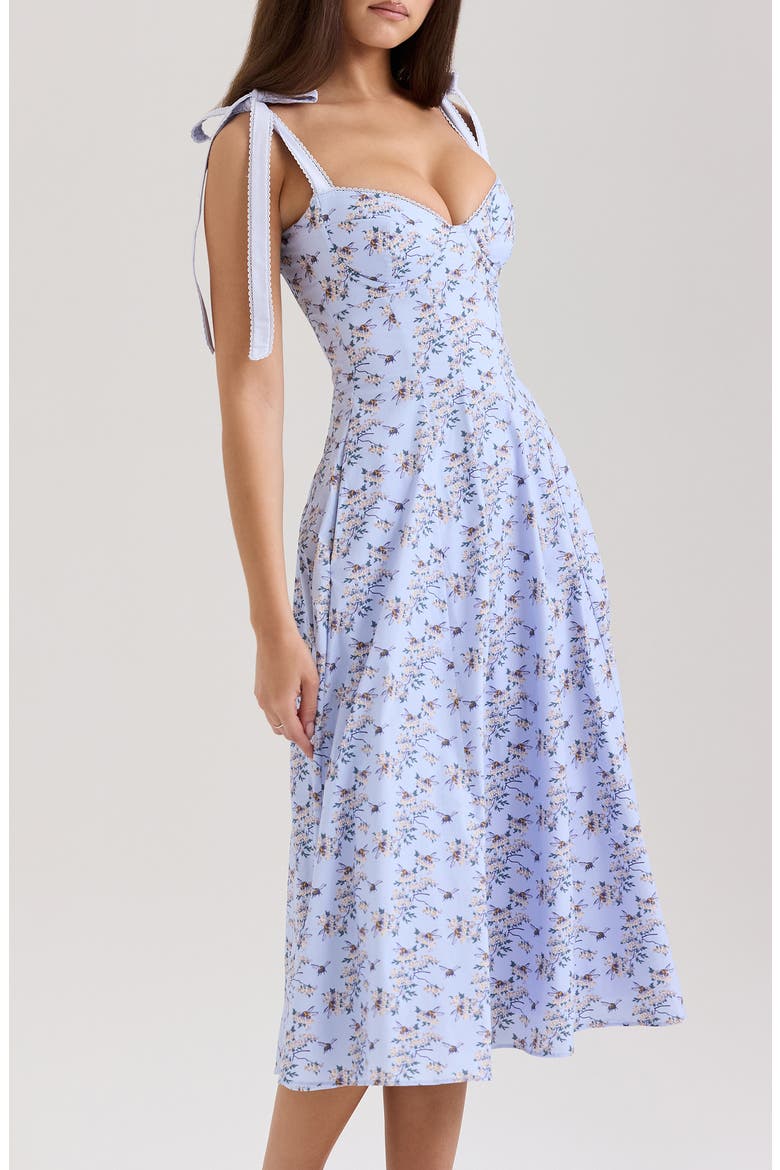 Emely Paneled Dress with Tie Straps, Alternate, color, BEE FLORAL BLUE
