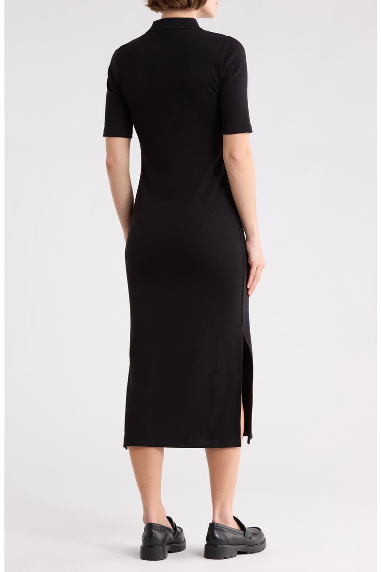 Short Sleeve Polo Dress, Alternate, color, BLACK