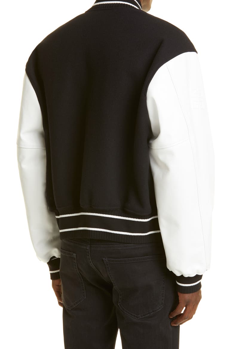 Wool Blend Varsity Jacket, Alternate, color, BLACK/ WHITE