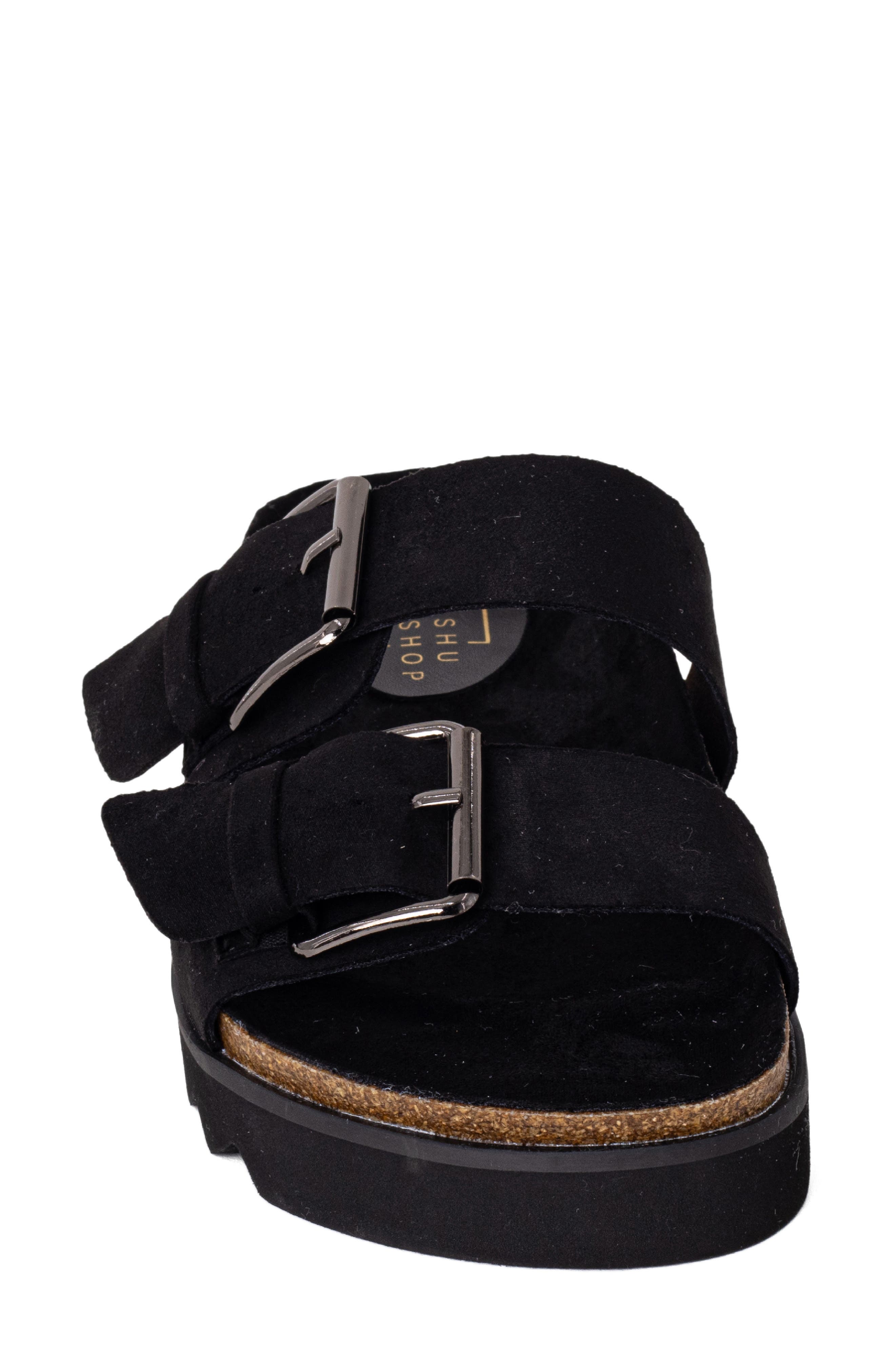 SHUSHOP Carla Slide Sandal, Alternate, color, Black Suede