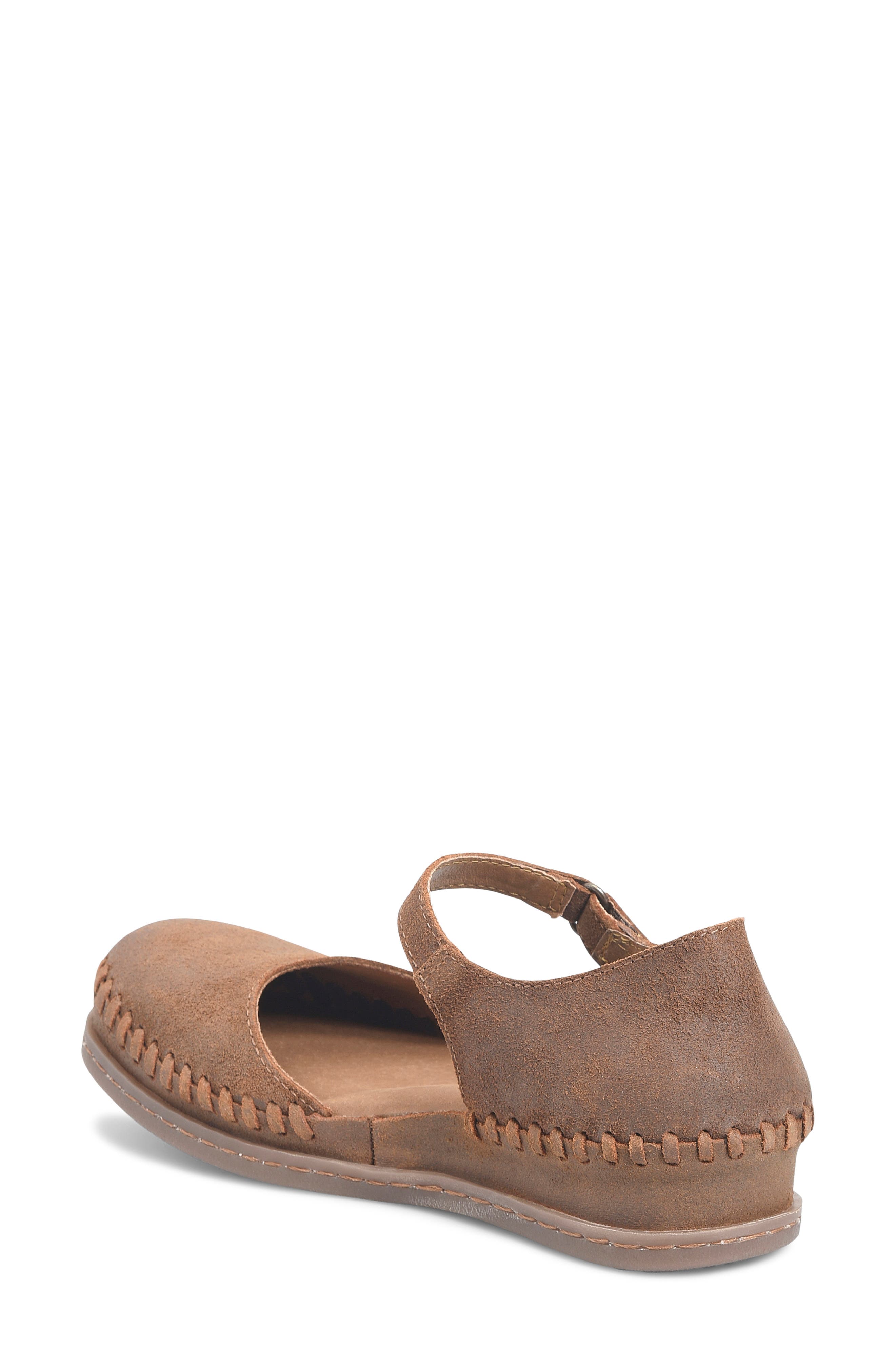 Ela Ankle Strap Flat, Alternate, color, BROWN DISTRESSED