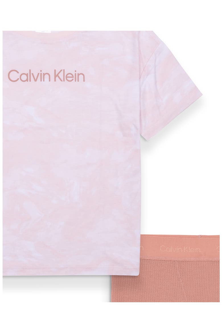Kids' Thermal Two-Piece Short Pajamas, Alternate, color, PNK MARBLE/ ROSE DAWN