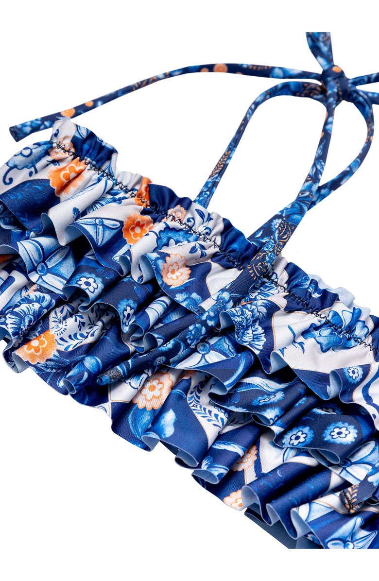Agua Bendita Kids' Azure Moniz Ruffle Two-Piece Swimsuit, Alternate, color, Blue Multicolor