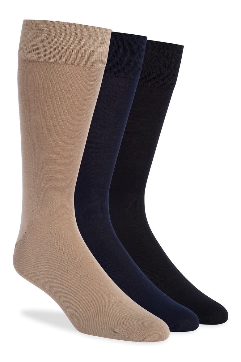 3-Pack Dress Socks, Main, color, TAUPE
