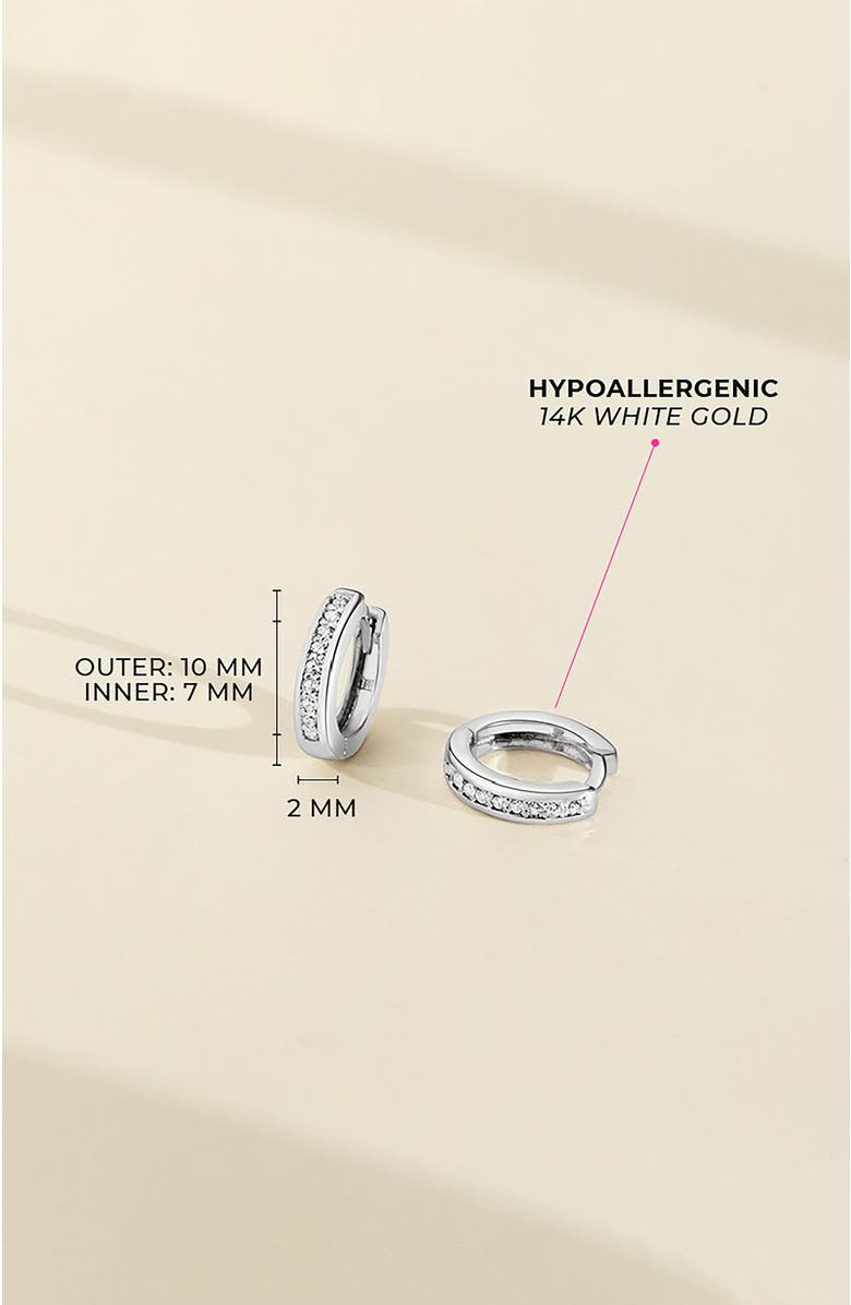 In Season Jewelry 14k Clear Cubic Zirconia Huggie Hoops, Alternate, color, Silver