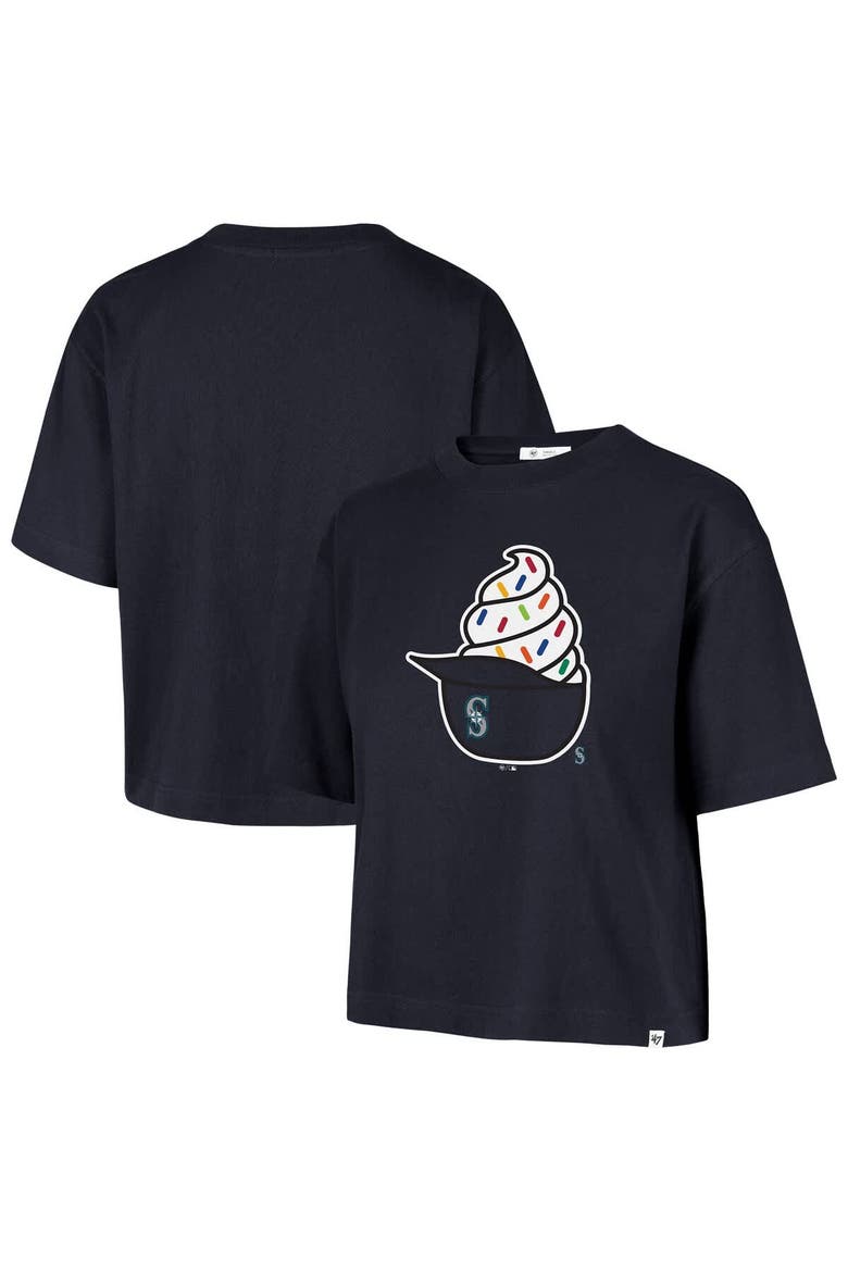 Women's '47  Navy Seattle Mariners Ice Cream Helmet T-Shirt, Main, color, Navy